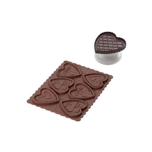stampo biscotti silicone cookie heart ckc03 con ricettario silikomart