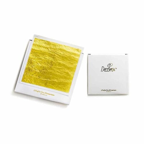 Confezione 5 foglie oro alimentare 8,5x8,5 cm