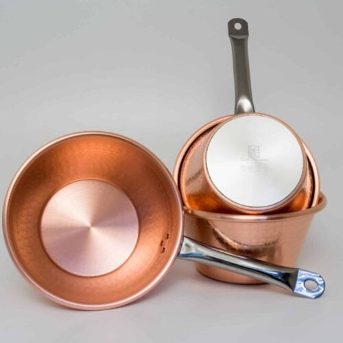 Paiolo in Rame per Induzione con manico in acciaio Artigianale Conotter
