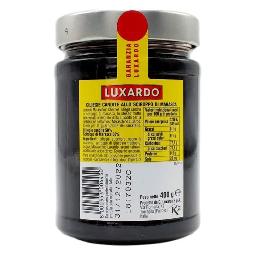Original Maraschino Cherries ciliegie candite allo sciroppo di marasca Luxardo