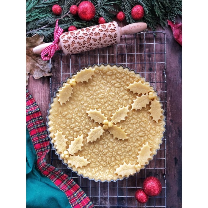 Mattarello Decorativo Agrifoglio in legno crostata