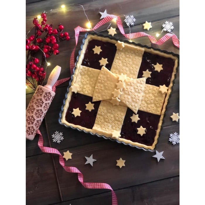 Mattarello Decorativo Fiocco di Neve in legno crostata