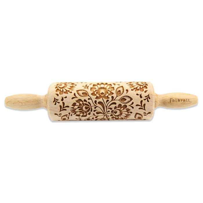 Mattarello Decorativo Folk Floreale in legno di faggio