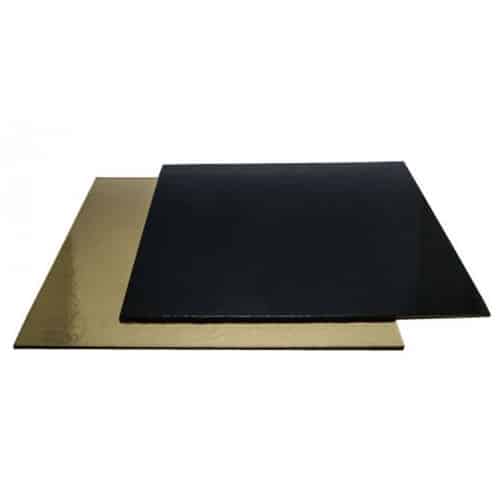 Vassoio sottotorta quadrato in cartoncino Oro e Nero