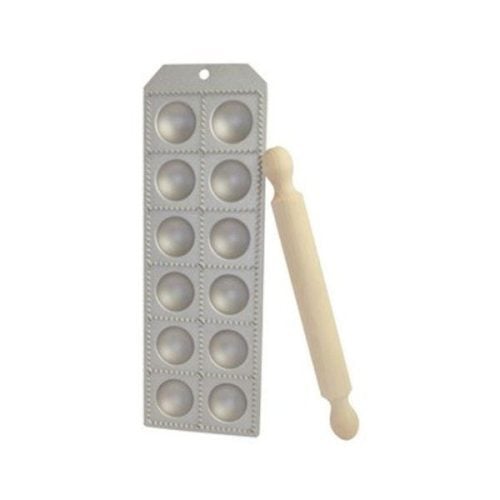Stampo 12 Agnolotti in Alluminio con Mattarello
