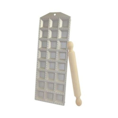 Stampo 24 Ravioli in Alluminio con Mattarello