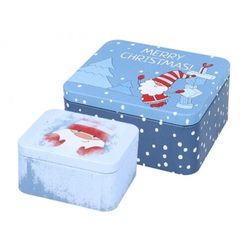 Set 2 Scatole in Latta Gnomi di Natale S + M