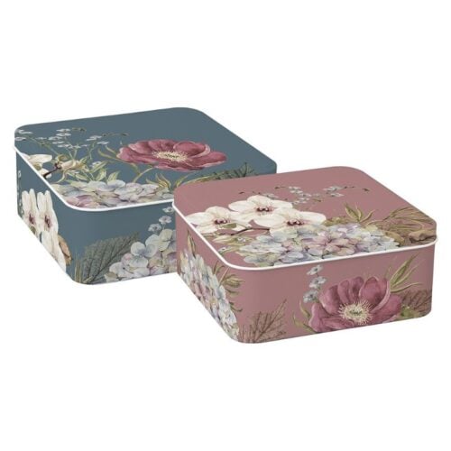 Set 2 Scatole di Latta Belle Fleurs IHR