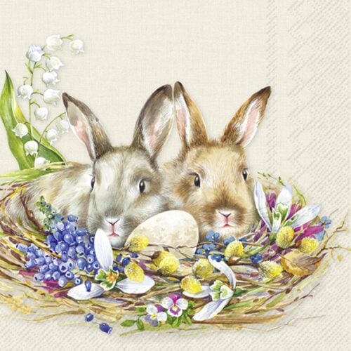 Tovaglioli di Carta Cuddly Bunnies Cream