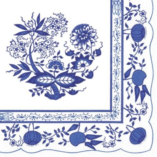 Tovaglioli di Carta Zwierbelmuster Bianco e Blu