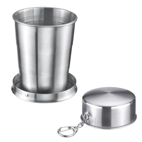 Bicchiere Pieghevole Inox Con Coperchio 150ml
