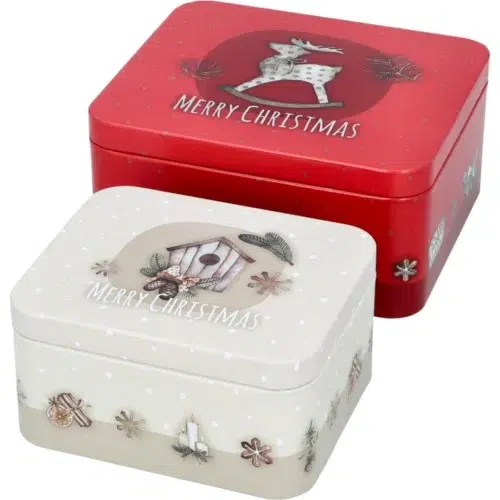 Set 2 Scatole di Latta Natale Merry Christmas S+M