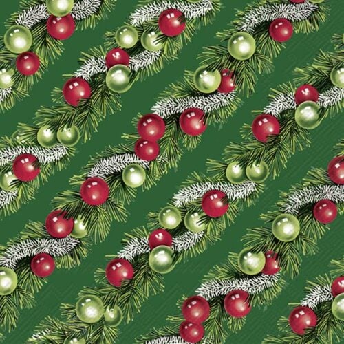 Tovaglioli di Carta Christmas Garland Green 33x33