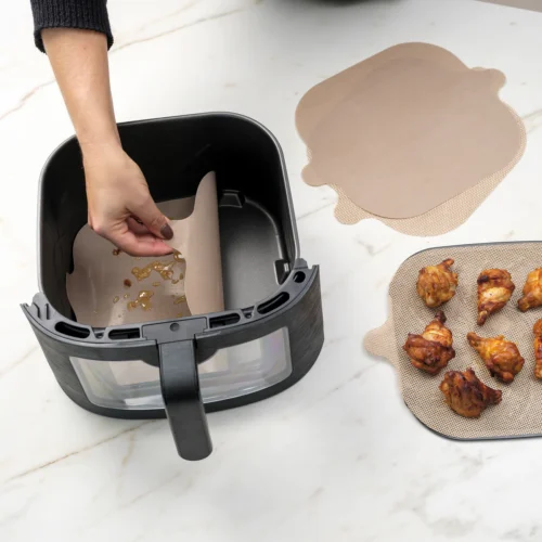 Set 2 Tappetini in Silicone Quadrati per Friggitrice ad Aria